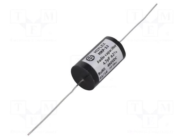 Capacitor: polypropylene; 4.7uF; 400VDC; ±2%; Ø20.4x35mm; -25÷85°C MIFLEX MKP13-4.7U/400