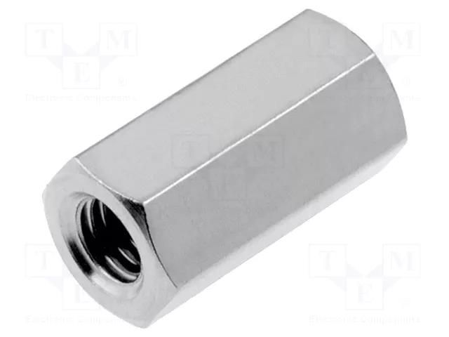 Screwed spacer sleeve; 10mm; Int.thread: M3; brass; nickel VOGT TDYSFF-M3/10