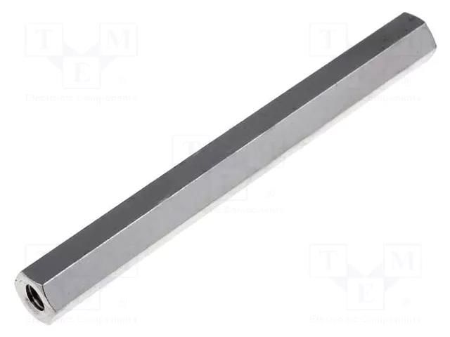 Screwed spacer sleeve; 50mm; Int.thread: M3; brass; nickel VOGT TDYSFF-M3/50