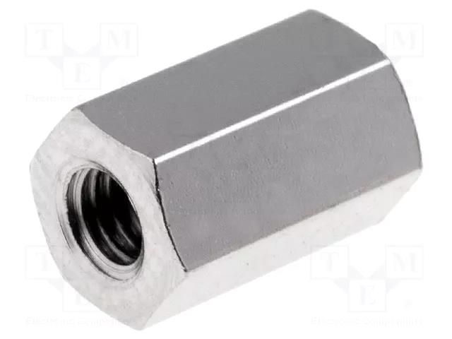 Screwed spacer sleeve; 8mm; Int.thread: M3; brass; nickel VOGT TDYSFF-M3/8