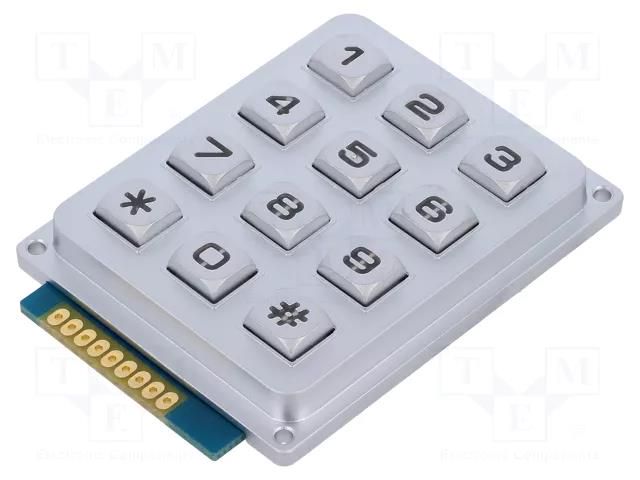 Keypad: metal; No.of butt: 12; LED; metal; 200mΩ; 1.2N; 20mA; W: 51mm ACCORD KB304-MNS-WP-B