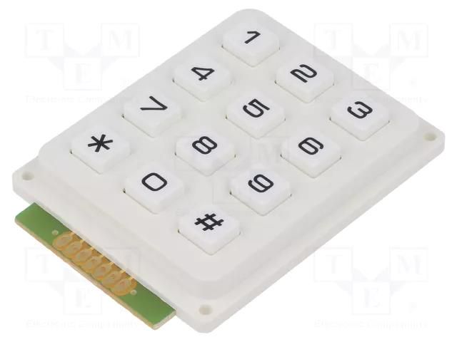 Keypad: plastic; No.of butt: 12; none; plastic; 200mΩ; 1N; 20mA ACCORD KB304-PNW