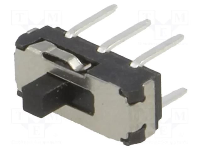 Switch: slide; Pos: 2; DPDT; 0.3A/6VDC; ON-ON; No.of term: 6; THT NINIGI MSS-2235