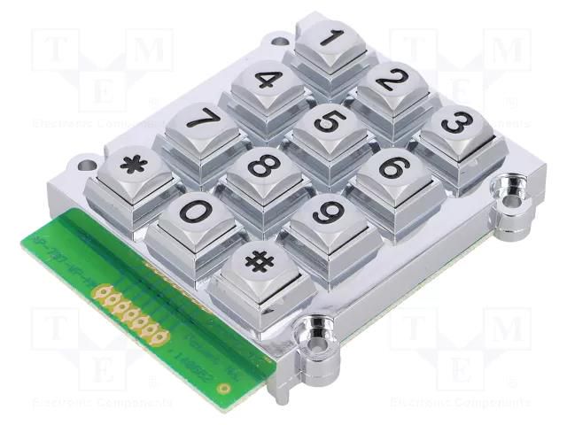 Keypad: metal; No.of butt: 12; none; metal; 200mΩ; 1.5N; 20mA; W: 62mm ACCORD KB707-MNS-WP