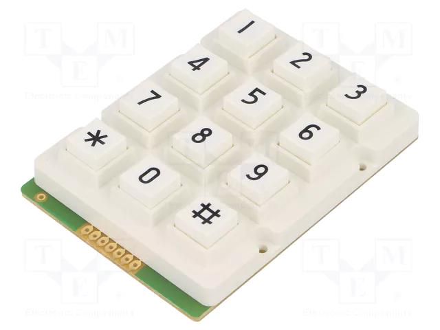 Keypad: plastic; No.of butt: 12; none; plastic; 200mΩ; 1N; 20mA ACCORD KB207-PNW