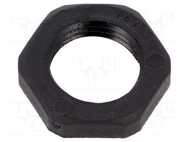Nut; PG9; polyamide; Thk: 5mm; Spanner: 22mm; black; Thread: PG HUMMEL HUMMEL-1262090111