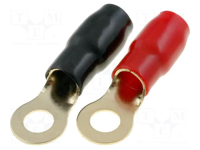 Terminal: ring; insulated; red and black; gold-plated; 35mm2; M8 4CARMEDIA TERMINAL-RING-2G