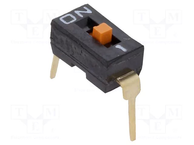 Switch: DIP-SWITCH; Poles number: 1; ON-OFF; 0.025A/24VDC; Pos: 2 OMRON Electronic Components A6T-1104