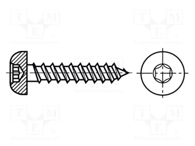 Screw; for wood; 3.5x12; Head: cheese head; Torx®; TX15; WIROX® BOSSARD B3.5X12/BN20220