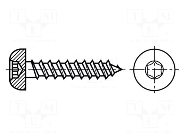 Screw; for wood; 4.5x16; Head: cheese head; Torx®; TX20; WIROX® BOSSARD B4.5X16/BN20220