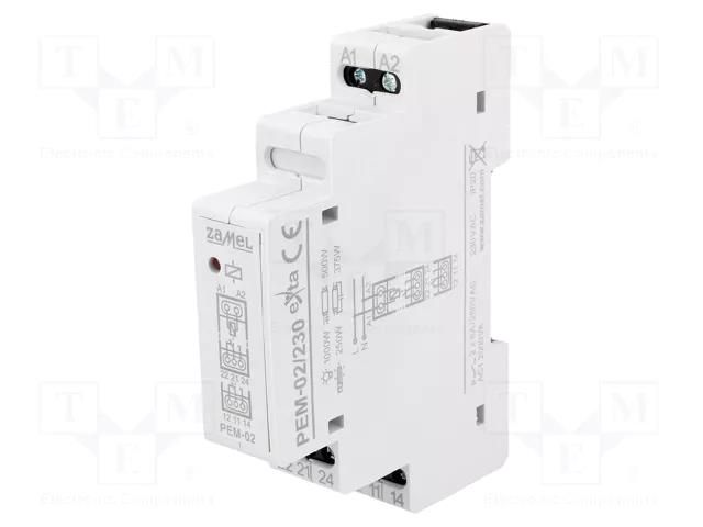 Relay: installation; monostable; DPDT; Ucoil: 230VAC; 90x17.5x66mm ZAMEL PEM-02/230