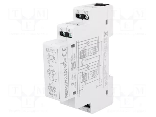Relay: installation; bistable,impulse; NO; Uswitch: max.250VAC ZAMEL PBM-05/12-24V