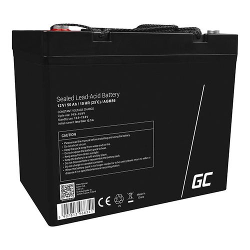 Maintenance-free AGM VRLA Green Cell AGM56 12V 50Ah Battery (for scooter, boat, wheelchair, camper, lawnmower), Green Cell AGM56