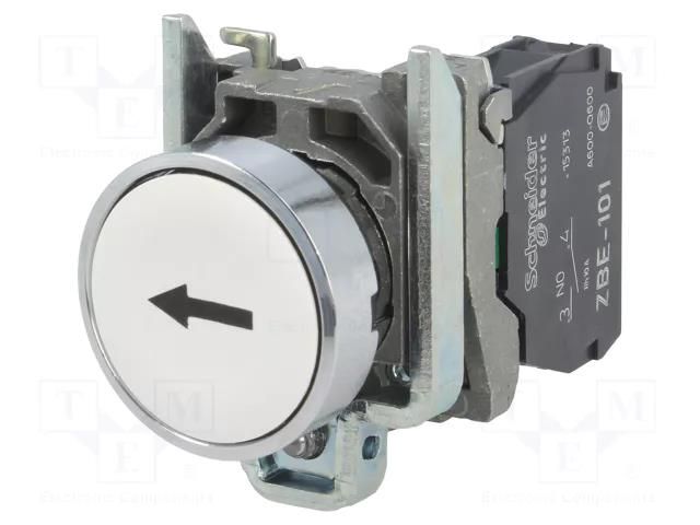 Switch: push-button; 22mm; NO; flat; Harmony XB4; white; Ø22mm SCHNEIDER ELECTRIC XB4BA3341