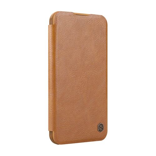 Etui Nillkin Qin Prop Leather iPhone 16 (brązowy), Nillkin 6902048281943