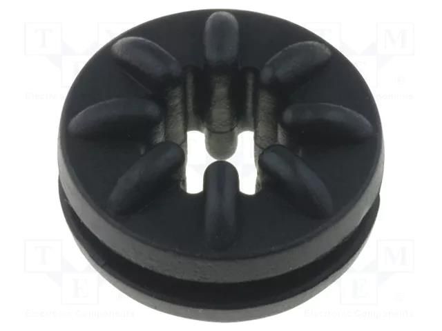 Grommet; Ømount.hole: 9.5mm; black; Panel thick: max.1.6mm FIX&FASTEN TGM-14