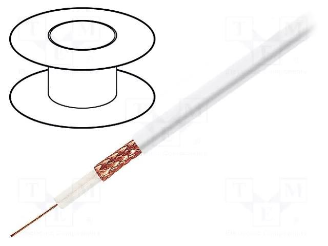 Wire: coaxial; RG59-flex; stranded; OFC; 0.22mm2; PVC; white; 2kVAC TASKER TAS-RG59-FLEX-WH