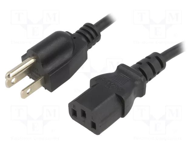 Cable; 3x18AWG; IEC C13 female,NEMA 5-15 (B) plug; PVC; 1.8m ESPE KAB-USA-P3-1.8-BK