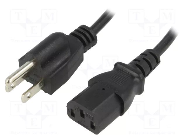 Cable; 3x18AWG; IEC C13 female,NEMA 5-15 (B) plug; PVC; 1.5m ESPE KAB-USA-P3-1.5-BK