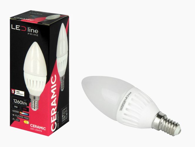 LED bulb E14 230V 1170W 992lm candle, neutral white 4000K, dimmable, LED line PRIME 470249-II