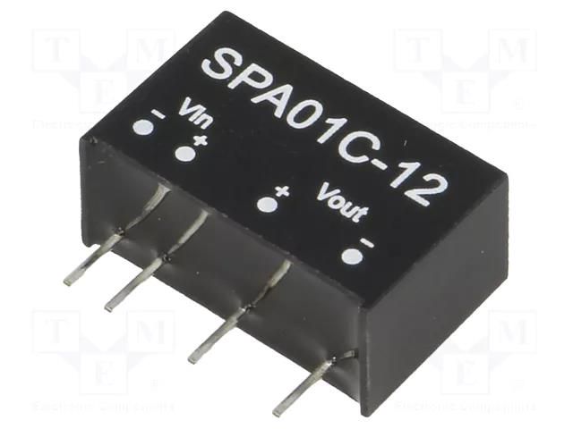 Converter: DC/DC; 1W; Uin: 36÷75VDC; Uout: 12VDC; Iout: 8÷83mA; SIP6 MEAN WELL SPA01C-12