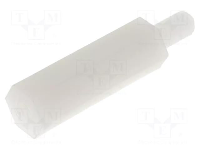 Screwed spacer sleeve; hexagonal; polyamide; M3; M3; 18mm FIX&FASTEN TP-18