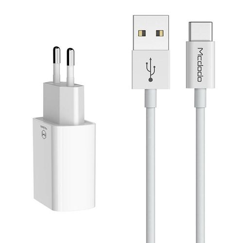 Mcdodo USB Dual Charger CH-6721 (EU) Type-C 1m Travel set (white), Mcdodo CH-6721