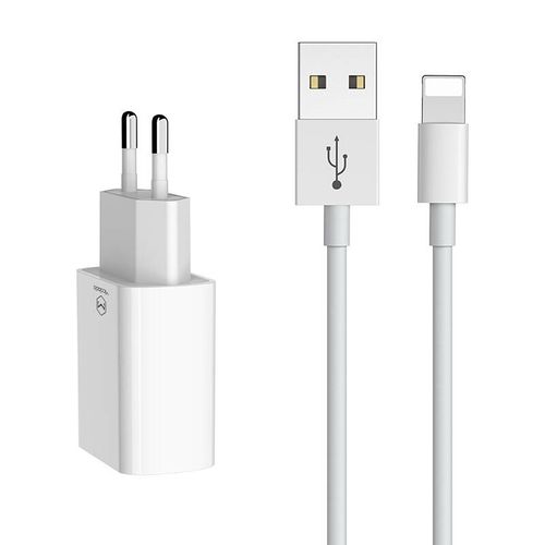 Dual USB charger Mcdodo CH-6720 (EU) Lightning 1m Travel set (white), Mcdodo CH-6720