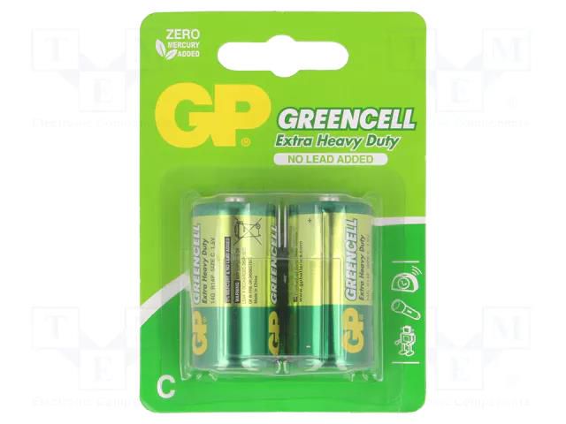 Battery: zinc-carbon; C; 1.5V; non-rechargeable; 2pcs; GREENCELL GP BAT-R14/G-B2