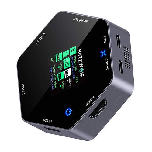 Blitzwolf 8in1 docking station BW-TH16 USB 100W LCD Smart Display, BlitzWolf BW-TH16