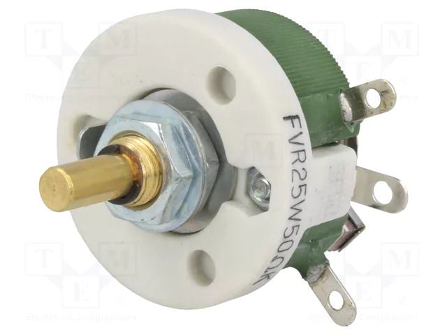 Potentiometer: shaft; single turn; 50Ω; 25W; ±10%; 6mm; wirewound SR PASSIVES FVR25W-50R