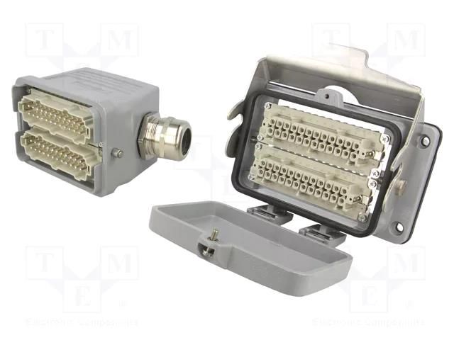 Connector: HDC; male + female; HE; PIN: 48; 16A; 500V; 48+PE; size 12 WEIDMÜLLER KIT-HE48.150M