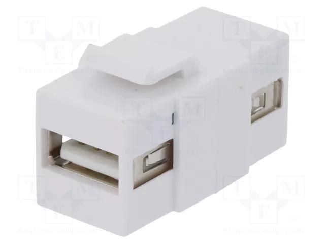 Coupler; socket; female x2; USB A socket x2; Keystone; straight LOGILINK LOG-NK0013