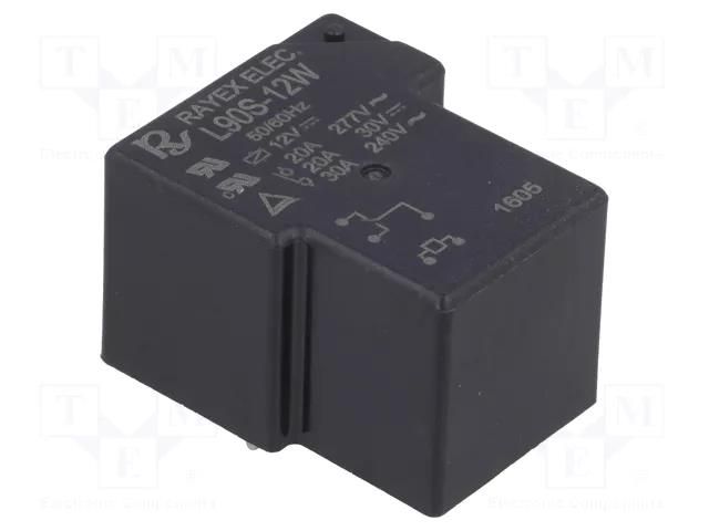 Relay: electromagnetic; SPDT; Ucoil: 12VDC; 30A; max.240VAC; L90 Recoy/RAYEX ELECTRONICS L90S-12W