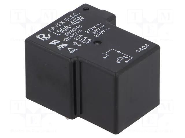 Relay: electromagnetic; SPST-NO; Ucoil: 48VDC; 30A; L90; PCB; 900mW Recoy/RAYEX ELECTRONICS L90A-48W