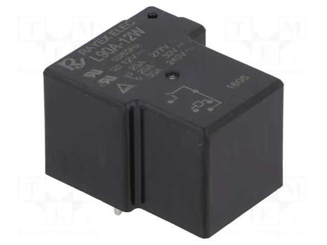 Relay: electromagnetic; SPST-NO; Ucoil: 12VDC; 30A; max.240VAC Recoy/RAYEX ELECTRONICS L90A-12W