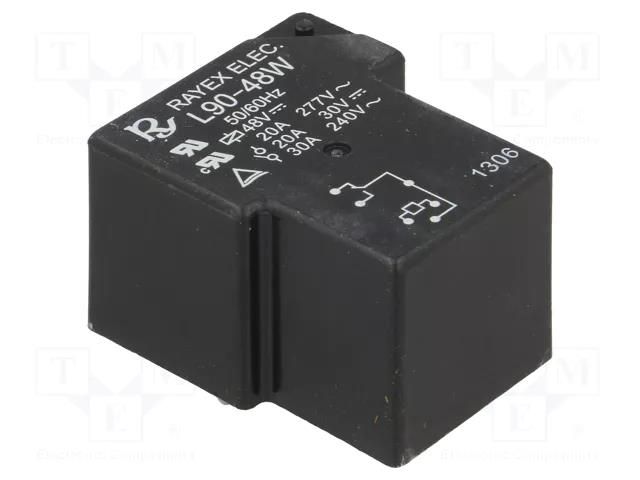 Relay: electromagnetic; SPDT; Ucoil: 48VDC; 30A; L90; PCB; 900mW Recoy/RAYEX ELECTRONICS L90-48W