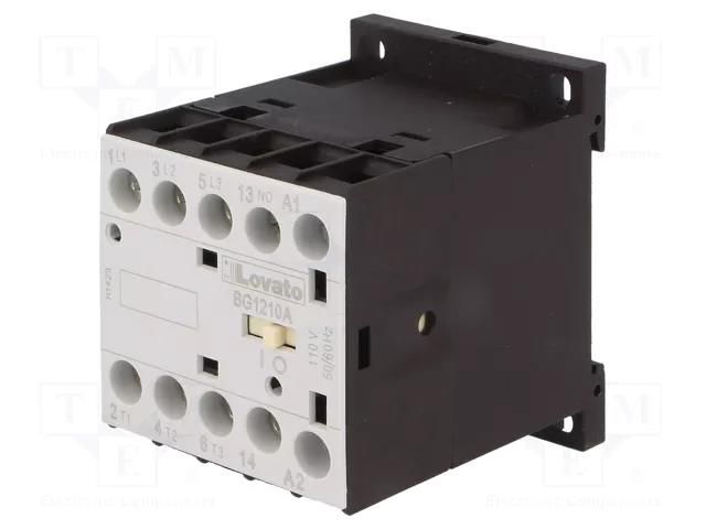Contactor: 3-pole; NO x3; Auxiliary contacts: NO; 110VAC; 12A; BG LOVATO ELECTRIC 11BG1210A110