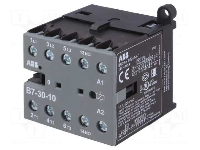 Contactor: 3-pole; NO x3; Auxiliary contacts: NO; 24VAC; 7A; B7 ABB B7-30-10-01