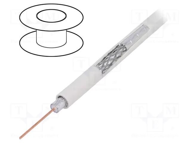 Wire: coaxial; RG6; wire; CCS; PVC; white; 305m; Øcable: 7.06mm TELESTE RG6-CCS-TRISHIELD