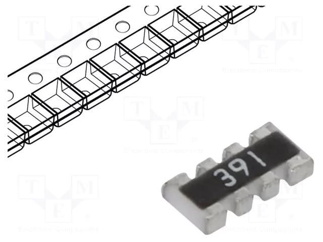 Resistor network: Y; SMD; R: 390Ω; ±5%; 62.5mW; No.of resistors: 4 ROYALOHM DR1206-390R-4/8