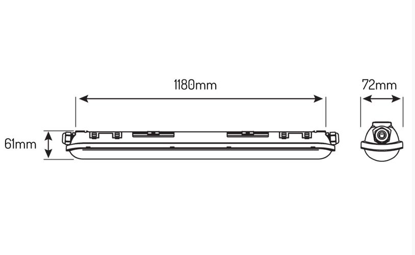 TRI-PROOF luminaire, 230Vac, 40W, 150lm/W, 118cm, IP65, IK08, 5000K, LINKER, LED line PRIME 201279 5905378201279