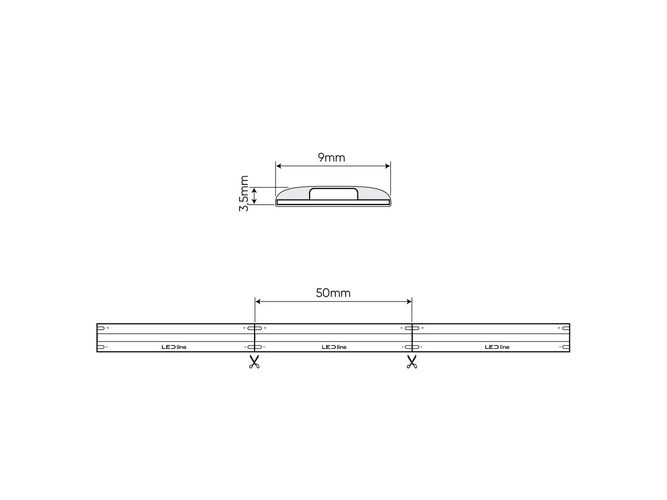 LED strip 24Vdc, 8W/m, COB 320LED/m, 800lm, neutral white 4000K, IP66 hermetiška, 180°, LED LINE 479730 5907777479730