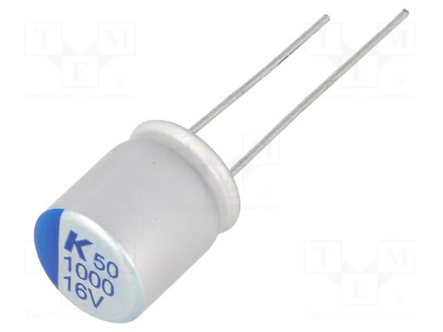 Capacitor: polymer; low ESR; 1000uF; 16VDC; THT; ESR: 13mΩ; A750 KEMET A750MS108M1CAAE013