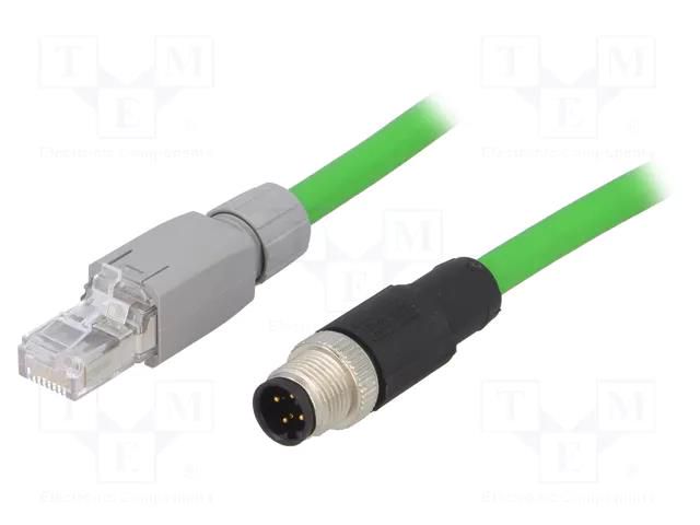 Adapter; M12 male,RJ45 plug; D code-Ethernet; PIN: 4; straight; 2m IFM ELECTRONIC E11898