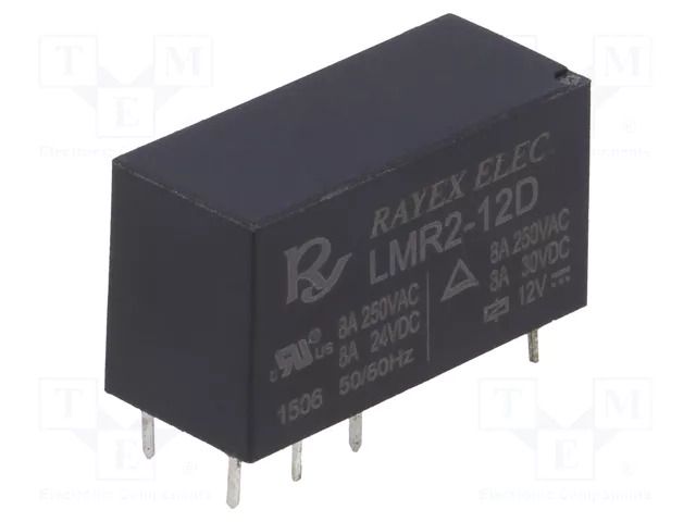 Relay: electromagnetic; DPDT; Ucoil: 12VDC; Icontacts max: 5A; LMR2 Recoy/RAYEX ELECTRONICS LMR2-12D