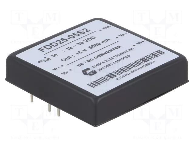 Converter: DC/DC; 25W; Uin: 18÷36VDC; Uout: 5VDC; Iout: 5A; FDD25 CHINFA ELECTRONICS FDD25-05S2