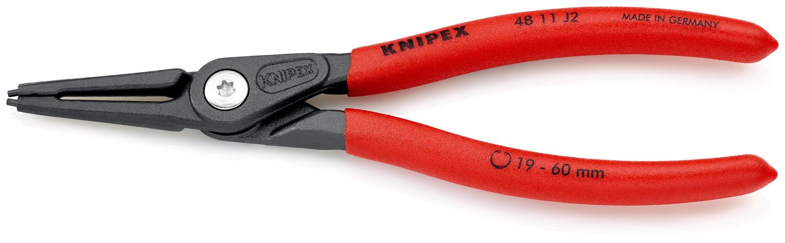 KNIPEX 48 11 J2 Precision Circlip Pliers for internal circlips in bore holes covered with non-slip plastic grey atramentized 180 mm 48 11 J2 4003773048534