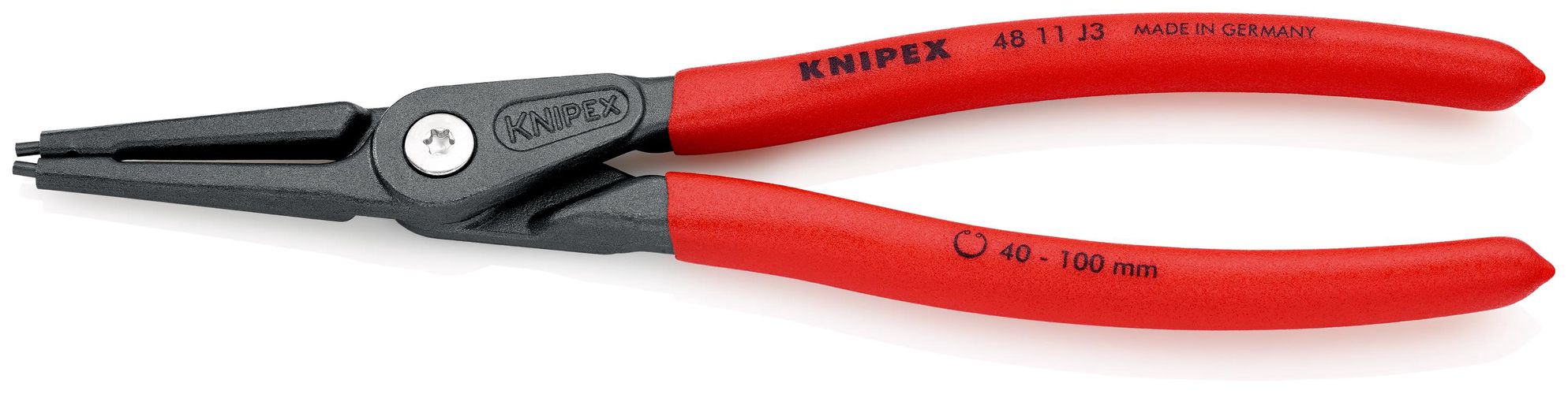 KNIPEX 48 11 J3 Precision Circlip Pliers for internal circlips in bore holes covered with non-slip plastic grey atramentized 225 mm 48 11 J3 4003773048541