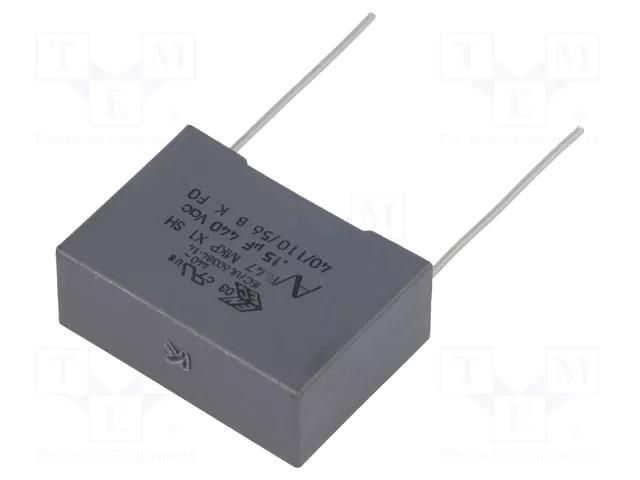 Capacitor: polypropylene; X1; R47 X1; 150nF; 1000VDC; 440VAC; THT KEMET R474N315050A1K